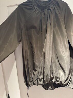 tibi Italian Sporty Nylon Shirred Anorak Top